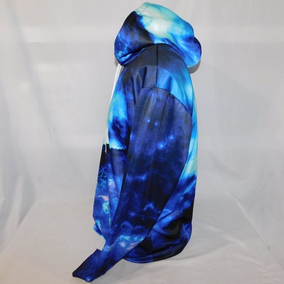 Mens XL Blue Purple Galaxy Space Pullover Polyester Hoodie - Picture 5 of 8